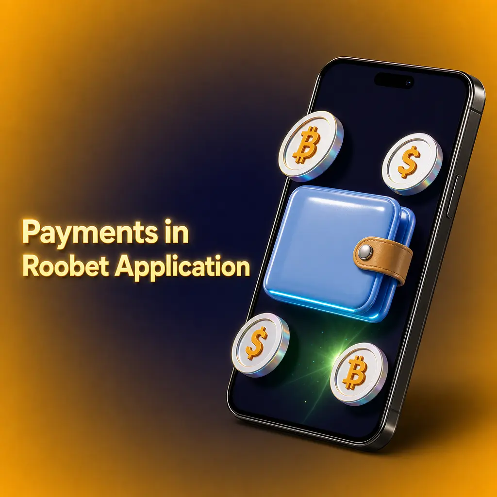 Cryptocurrency payment options in Roobet app including Bitcoin, Ethereum, USDT, and other deposit and withdrawal methods