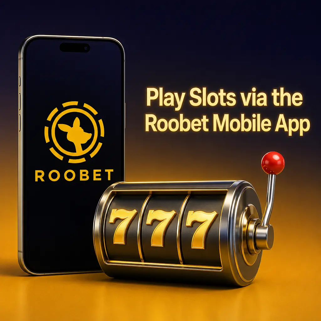 Roobet mobile web app on iOS and Android showing slots lobby with touch navigation and home screen install option.