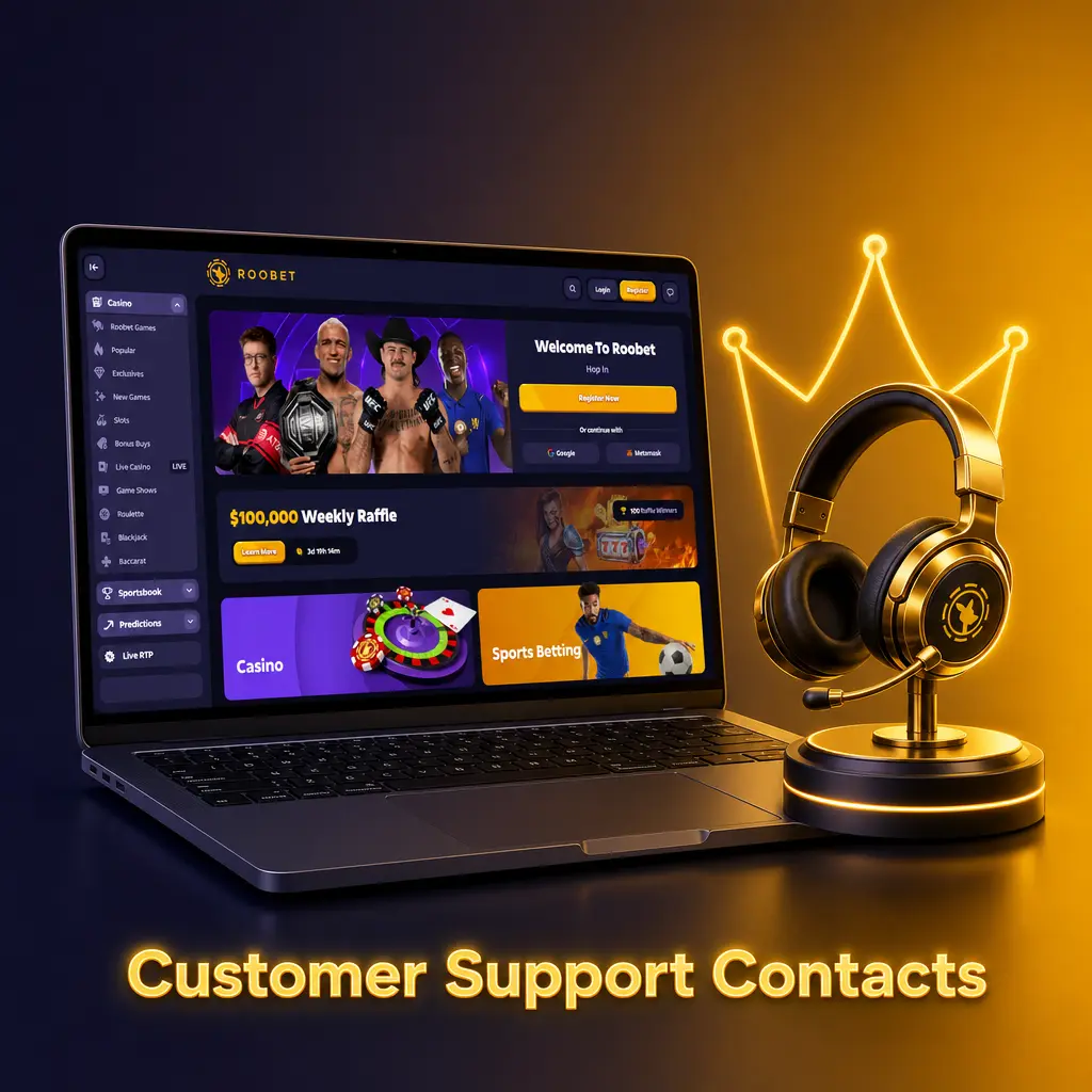 Roobet customer support contact options: live chat, email, Discord, and X (Twitter) for deposit and account help